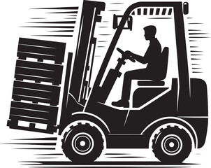 Industrial forklift lifting silhouette vector illustration isolated on a white background