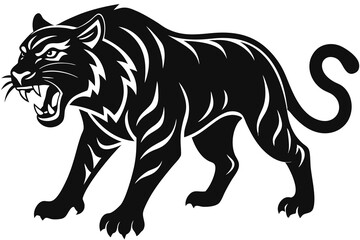 Angry Tiger Silhouette Vector Art Illustration