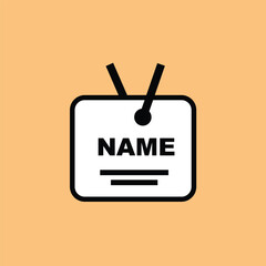 Name Identification card flat icon  on orange  background, symbol, Editable stroke. vector illustration 
