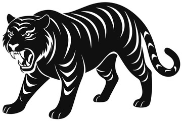 Angry Tiger Silhouette Vector Art Illustration