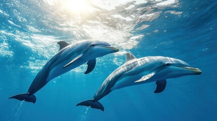 Two Dolphins Swimming Underwater