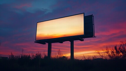 Blank billboard for advertisement at twilight