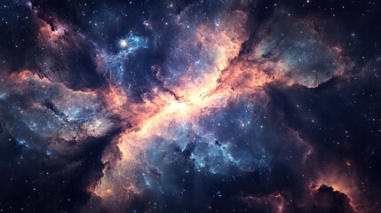 Fototapeta premium Rich galactic textures with layers of cosmic dust and interstellar gases, creating a layered and complex space scene.