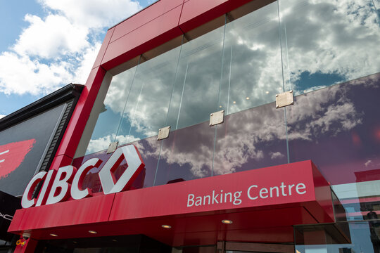exterior of CIBC Branch with ATM at 364 Queen Street West in Toronto, Canada (Canadian Imperial Bank of Commerce)