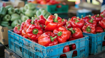 red peppers in farmers market