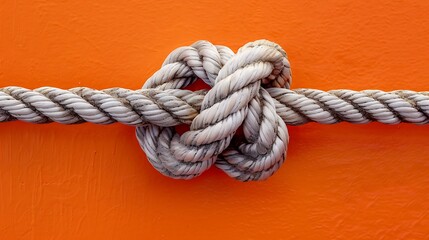 Fototapeta premium Reef knot on orange background