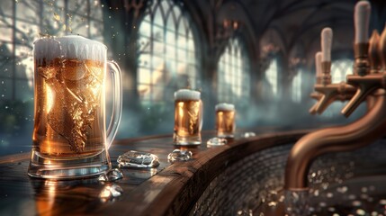 Create captivating artwork depicting the culture and tradition of beer brewing and tasting.