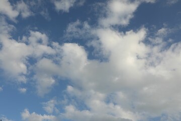 Beautiful view of blue sky with fluffy clouds