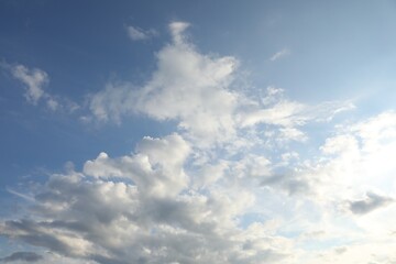 Beautiful view of blue sky with fluffy clouds