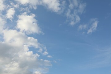 Beautiful view of blue sky with fluffy clouds