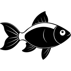 Goldfish Silhouette Line Art Vector Design