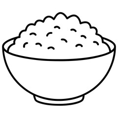 A bowl of rice on a white background