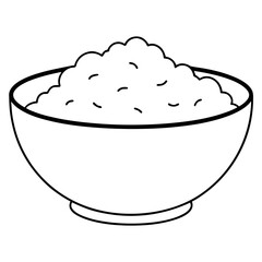 A bowl of rice on a white background