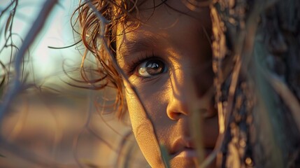 ABORIGINAL CHILD IN THE AUSTRALIAN BUSH