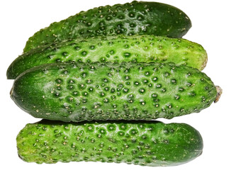 Pile of cucumbers isolated on white background