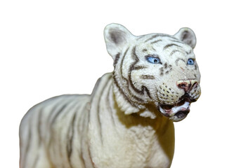 Fototapeta premium White tiger toy portrait. Tiger toy