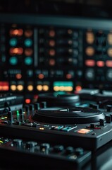 close up of a dj mixing music