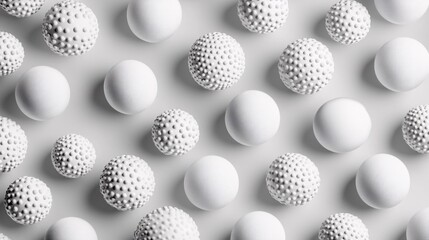Monochrome 3D spheres creating a subtle pattern on a plain background