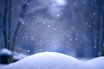 Fototapeta premium A serene winter scene with snowflakes gently falling from the sky