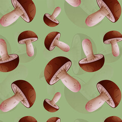 Cute seamless pattern with mushroom. Vector pattern design