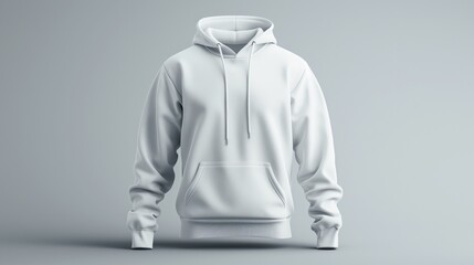 Blank Hoodie Template in Studio Lighting – Long Sleeve Sweatshirt for Apparel Design, Print, Advertising, and Fashion Branding Mockups