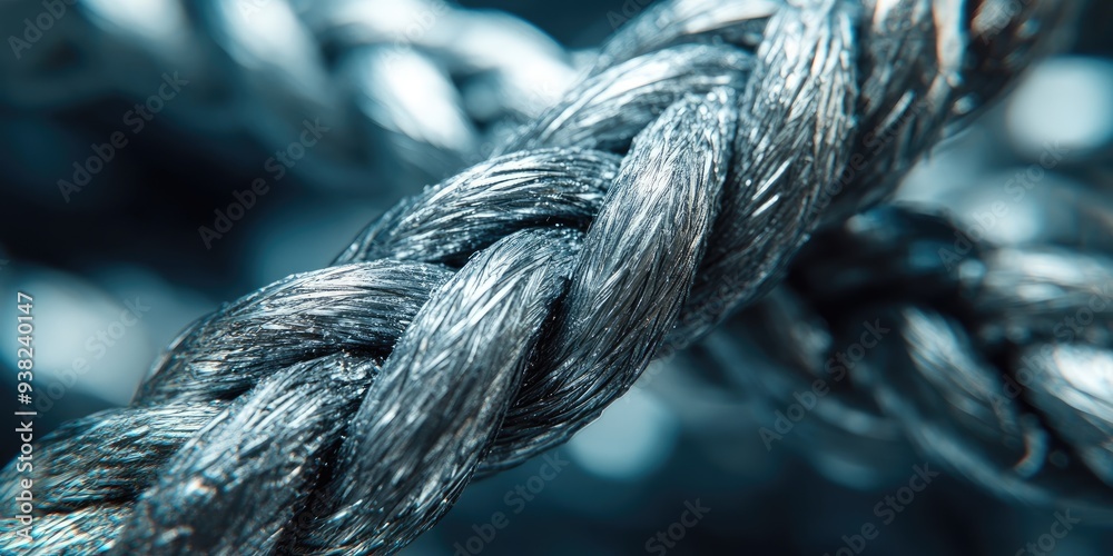 Poster Close-up of a Braided Silver Rope