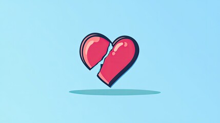 A minimalist broken heart icon set against a plain background, symbolizing emotional fragility and loss.