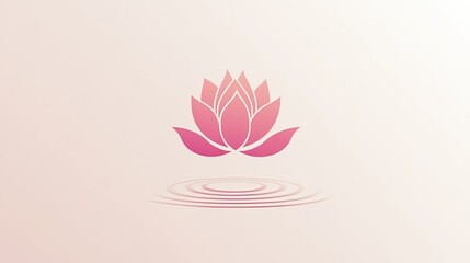 A minimalist icon of a lotus flower with subtle ripples below, symbolizing peace and enlightenment, on a plain background.