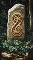 Triskele Triple Spiral Ancient Carving Celtic Paganism Religion Spiritual Symbol