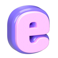 3D Rendered Letter E with Pink and Purple Colors