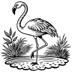 Single-Leg Flamingo by the Pond vector