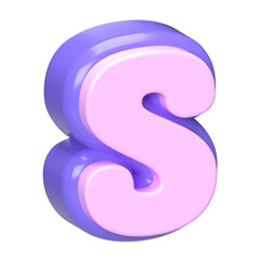 3D Rendered Letter S with Pastel Colors