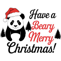 Panda Christmas cartoon character t-shirt design