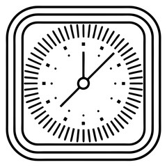 Square Clock Numbers Line Art SVG Silhouette Vector