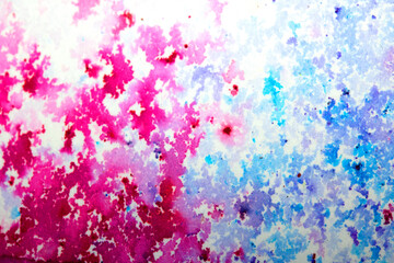Vivid Watercolor Paint Splatters Spots On White Background Waves