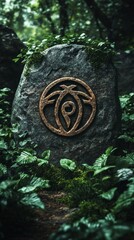 Fototapeta premium Triskele Triple Spiral Ancient Carving Celtic Paganism Religion Spiritual Symbol