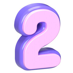 Pink and Purple 3D Number 2