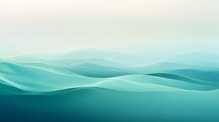 Abstract blue and green wave background with a soft, blurry effect.