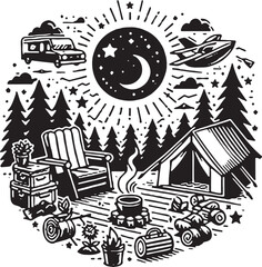 Obraz premium Camping T-shirt Design