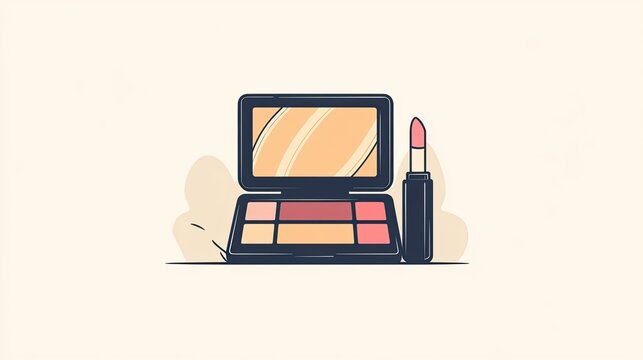 makeup palette and lipstick flat design clip art preview