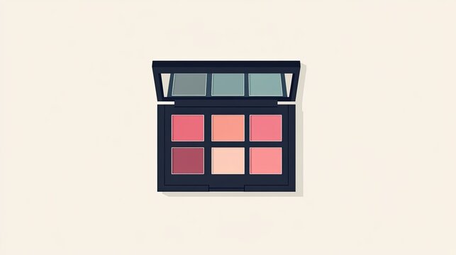makeup palette with mirror, flat design clip art preview