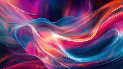 Obraz premium Abstract liquid light swirling and blending in vibrant hues, creating an ethereal, fluid motion.