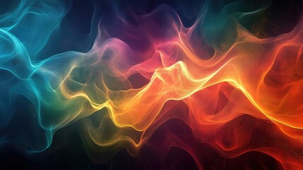 Obraz premium Abstract image of liquid light merging and flowing in a wave-like pattern, with radiant, glowing colors.