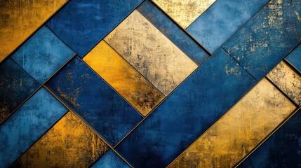 striking Art Deco design with bold blue and gold geometric patterns, evoking the elegance of the Roaring Twenties