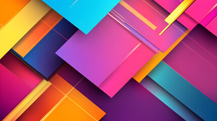 Abstract geometric background with overlapping squares in vibrant colors.