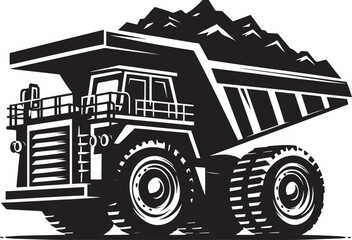 Mining Truck silhouette vector illustration isolated on a white background