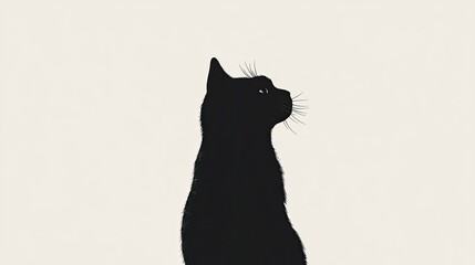 Minimalist black silhouette of a cat, captured against a plain white background for a sleek, modern look.