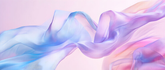 Fototapeta premium Abstract pastel-colored fabric flowing in the air.