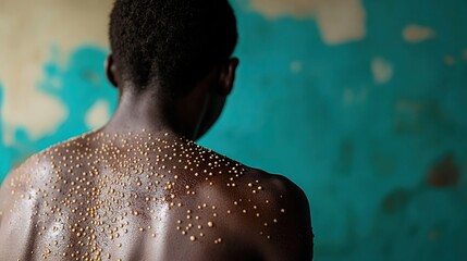 A persons back covered in monkeypox rash