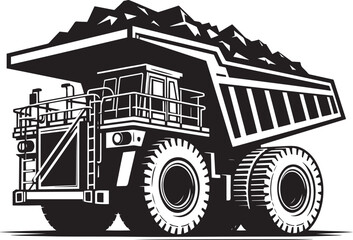 Mining Truck silhouette vector illustration isolated on a white background